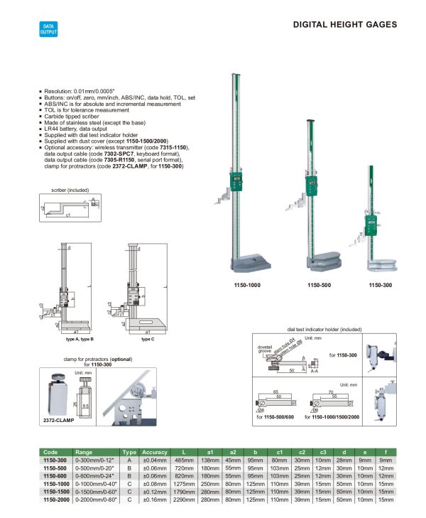 INSIZE Digital Height Gage - Economic  Type 1150 For Discount